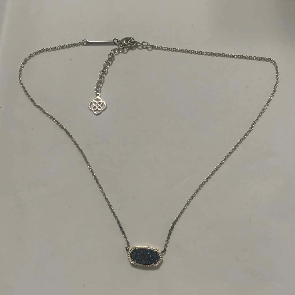 Gold/Multi-color Necklace with Blue Pendant